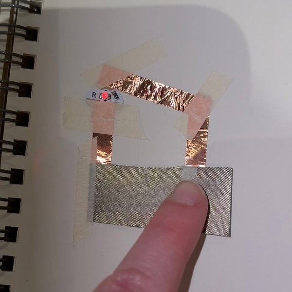 An image of the LED sticker circuit functioning.