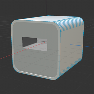 Added a hole to the cube by using a smaller cube and the boolean subtract tool.