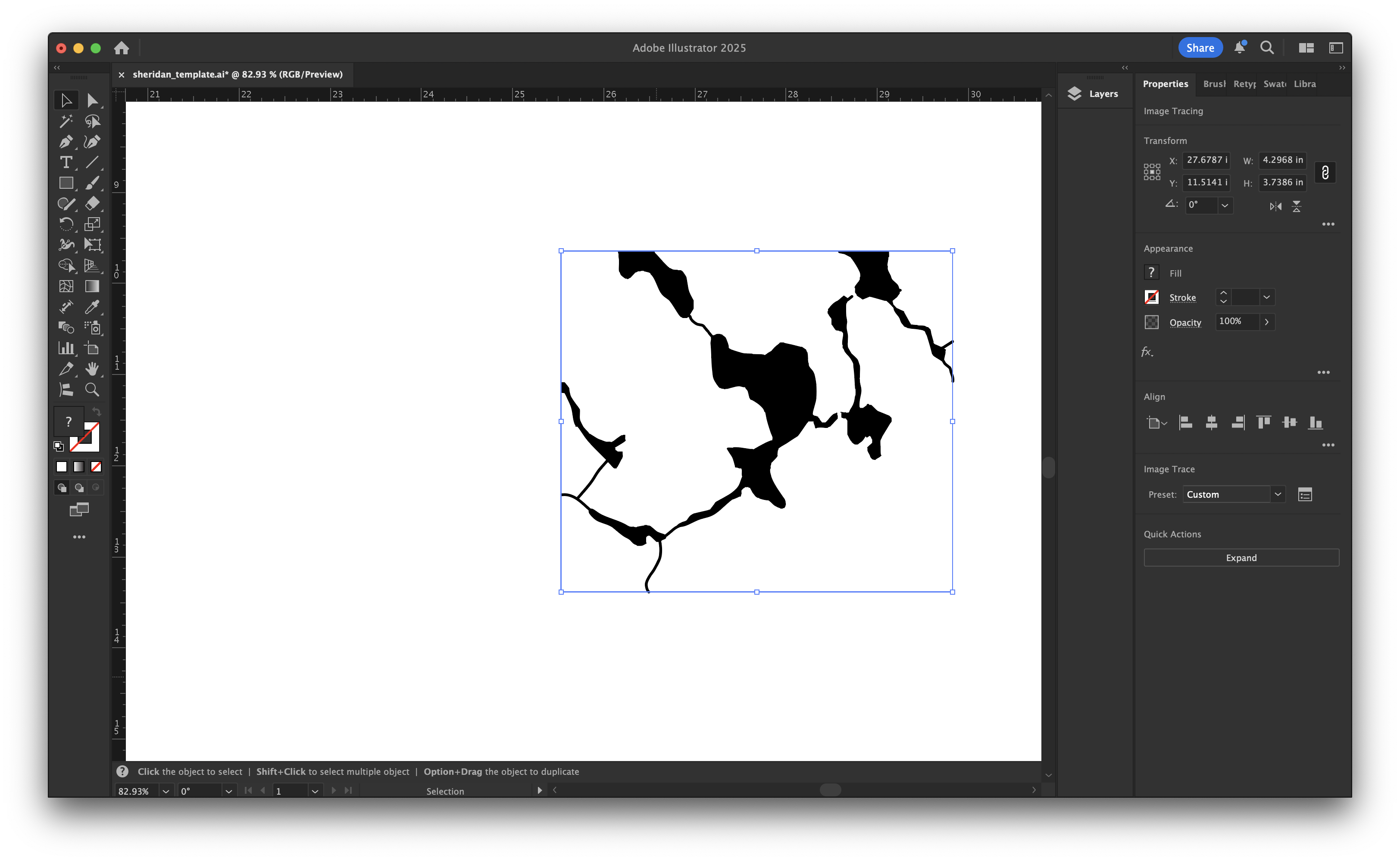The image traced version of the map.