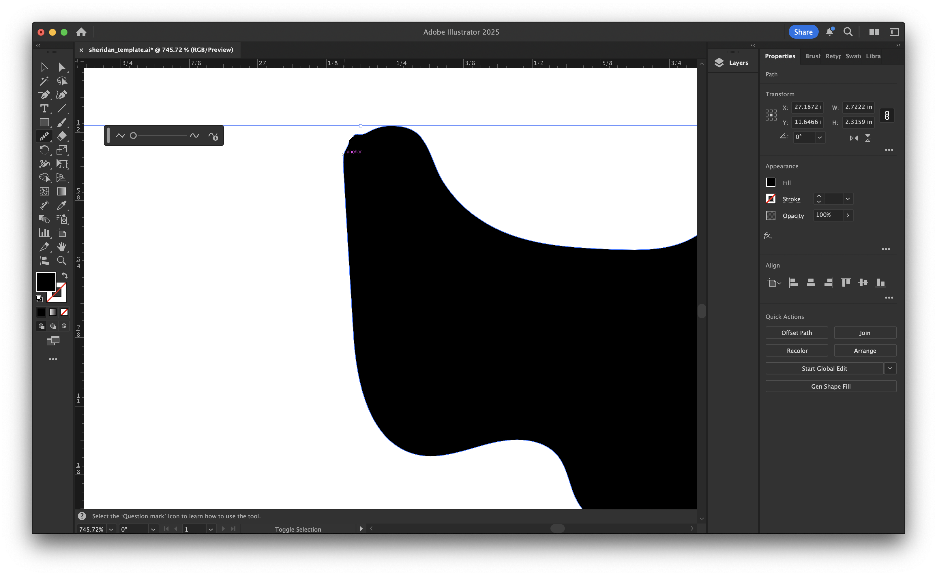 Used the smooth tool to make the lines less jagged and more fluid, also simplifying the amount of points on the paths.