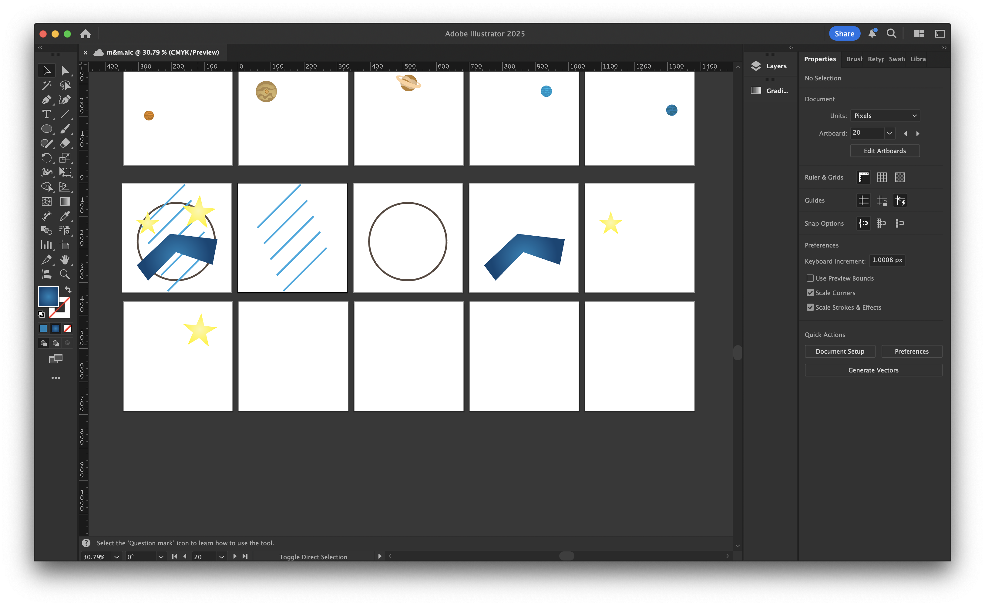 Artboards created in Adobe Illustrator for my third composition.