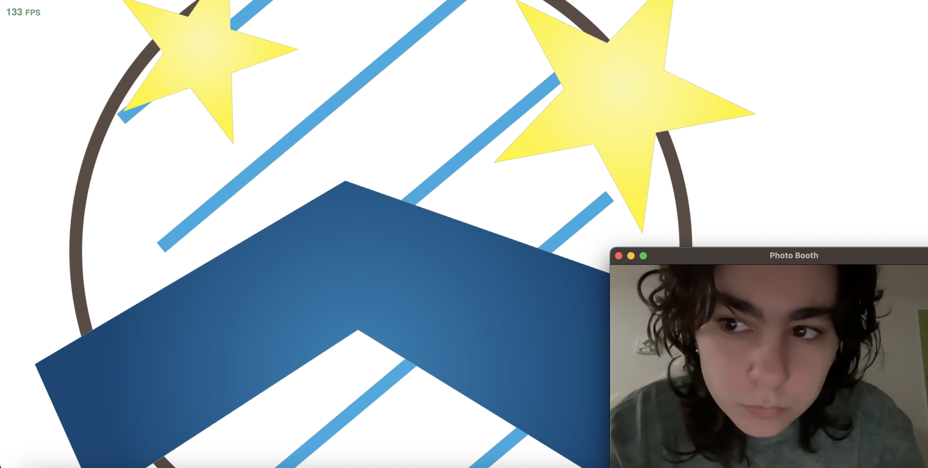 Experimentation with different angles and distances from the screen to see how the different pieces would react to my movements.