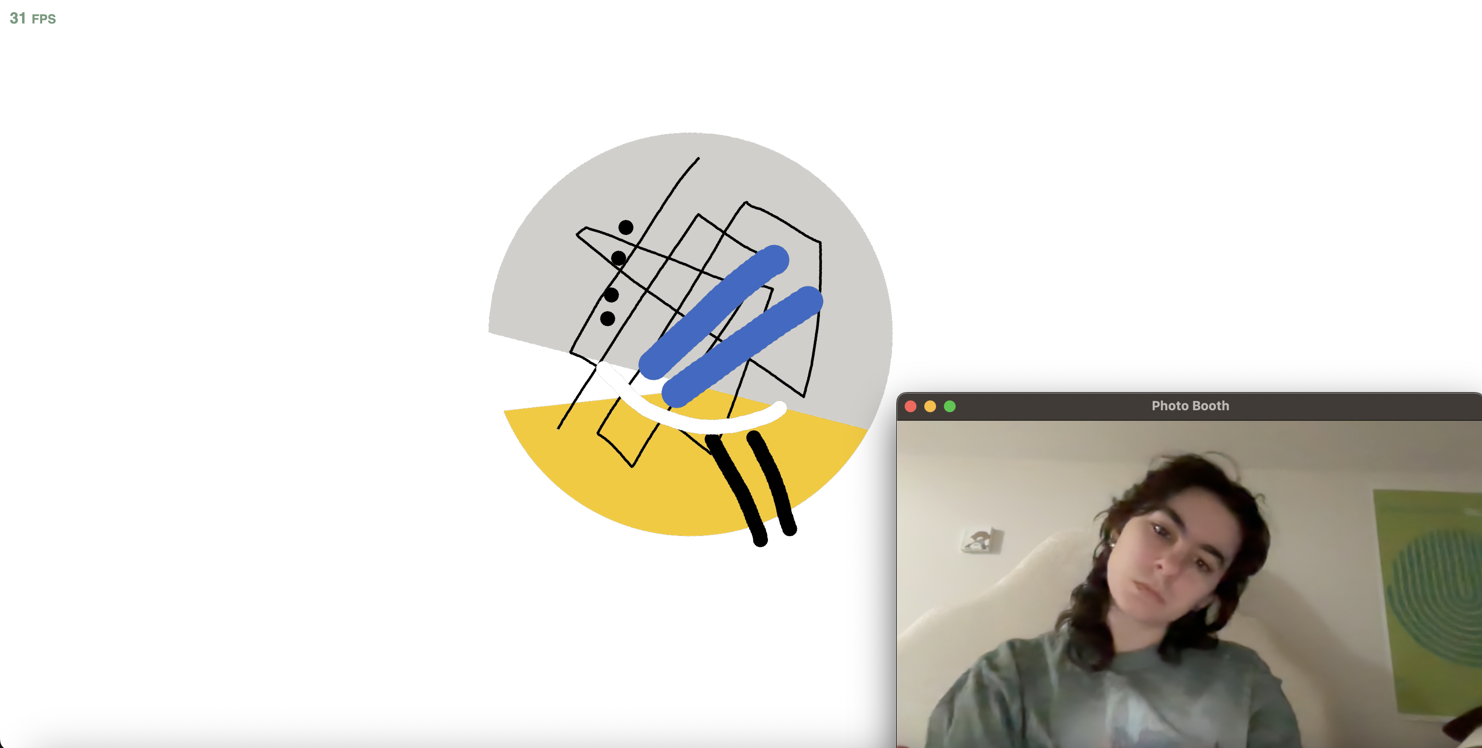 Initial experimentation with different angles and distances from the screen to see how the different pieces of the default/example composition would react to my movements.